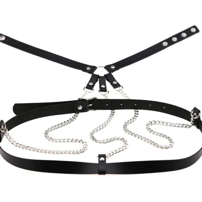 Gothic Collars Faux Leather Body Harness