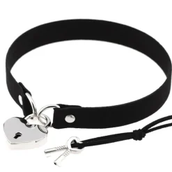 Gothic Collars Faux Suede Choker with Heart Padlock