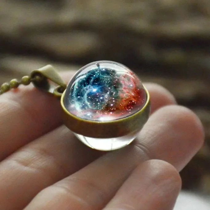 Gothic and Steampunk Jewellery Galaxy Sphere Pendant