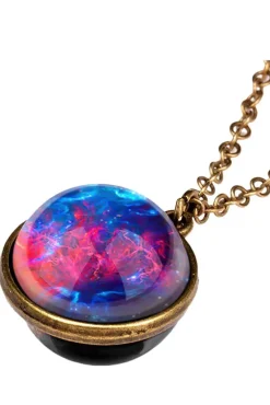 Gothic and Steampunk Jewellery Galaxy Sphere Pendant Pink