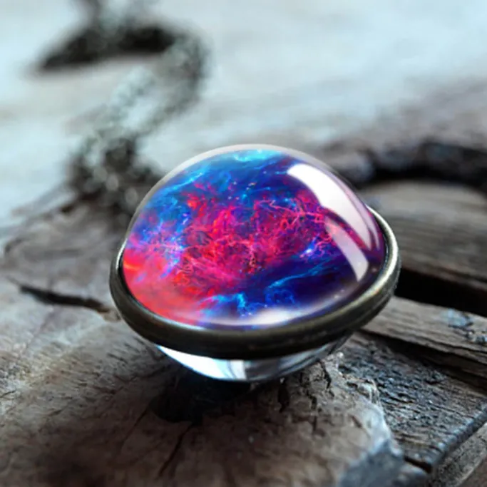 Gothic and Steampunk Jewellery Glow Galaxy Sphere Pendant