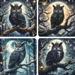 Oakhart Industries Gothic Owl Coaster Set