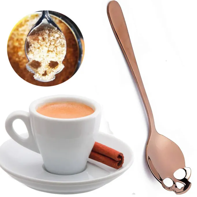Gothic Accessories Gothic Skull Sugar Spoon Rose Gold
