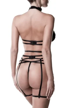 Grey Velvet Black Erotic Lingerie Set
