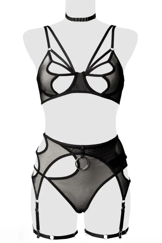 Grey Velvet Bra Set