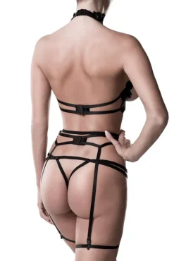 Grey Velvet Erotic Lace Lingerie Set