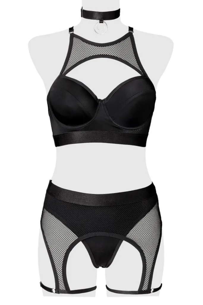 Grey Velvet Erotic Lingerie Set