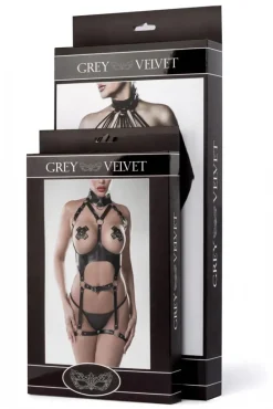 Grey Velvet Erotic Set