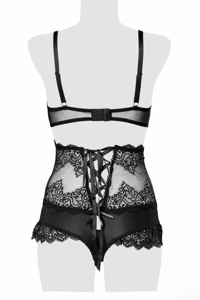 Grey Velvet Floral Lingerie Set