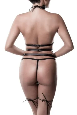 Grey Velvet Harness Erotic Set