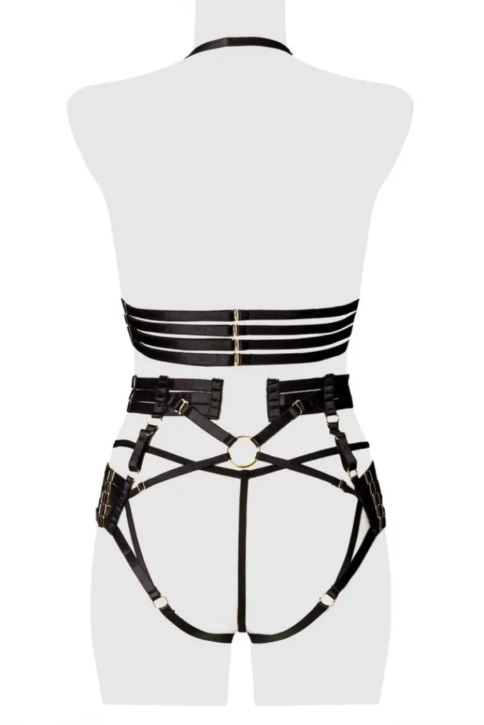 Grey Velvet Harness Erotic Set