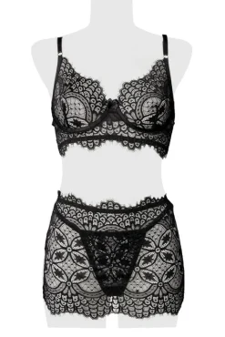 Grey Velvet Lace Set