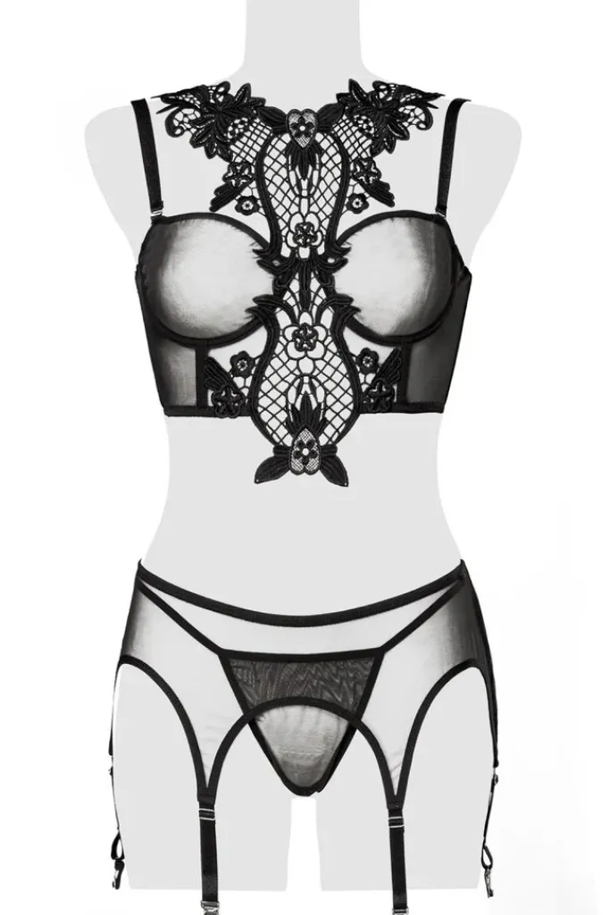 Grey Velvet Lingerie Set
