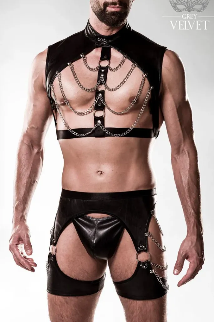 Grey Velvet Mens Erotic Set
