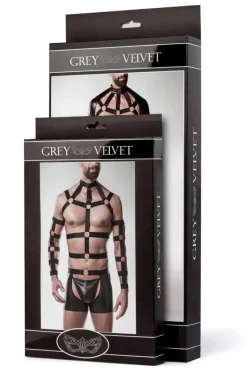 Grey Velvet Mens Harness Set