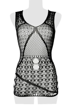 Grey Velvet Mesh Dress