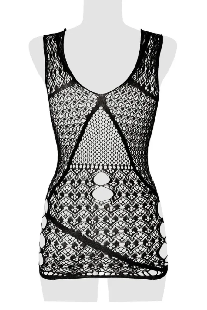 Grey Velvet Mesh Dress