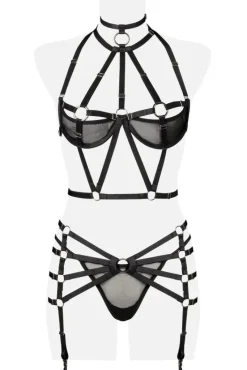 Grey Velvet 3-Piece Harness Set