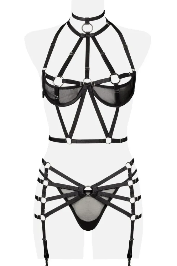 Grey Velvet 3-Piece Harness Set