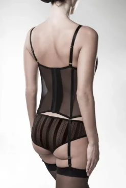 Grey Velvet Suspender Set