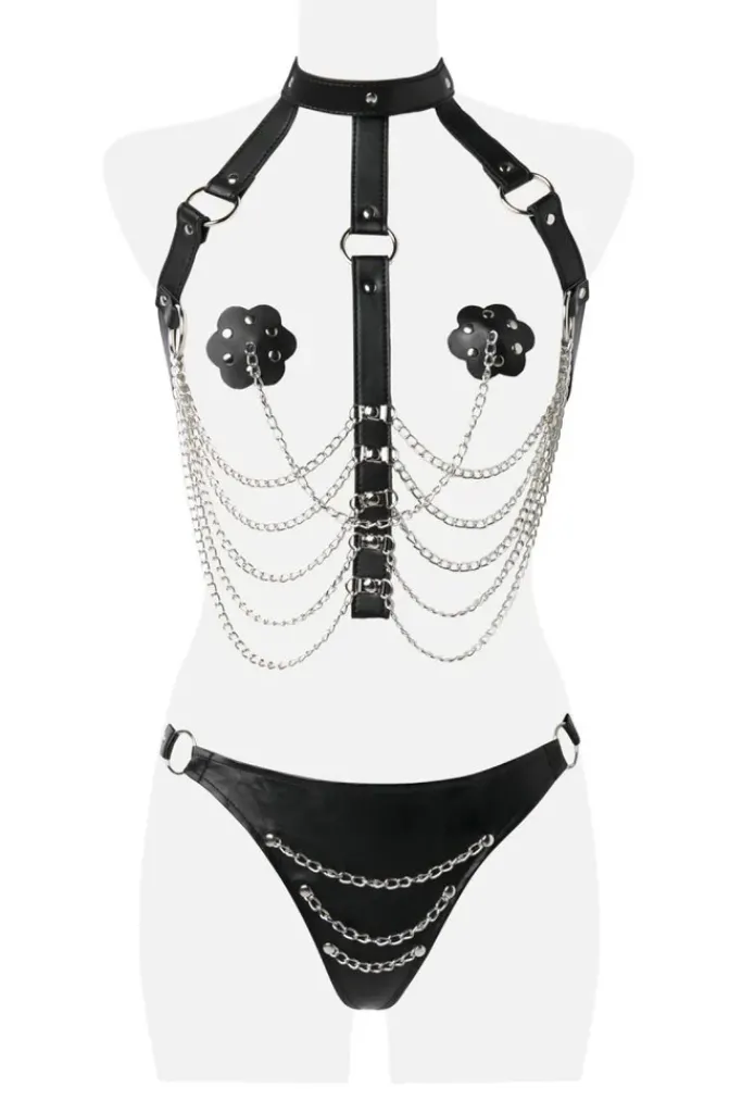 Grey Velvet Three-Part Harness Set