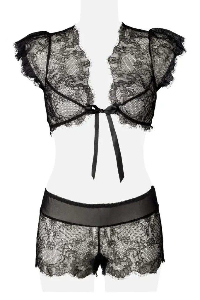 Grey Velvet Two-Part Lace Set