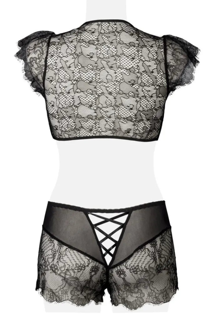 Grey Velvet Two-Part Lace Set