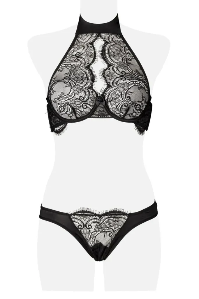 Grey Velvet Two-Part Neckholder Bra Set