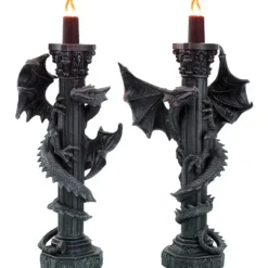 Nemesis Now Guardians of the Light Pair of Dragon Candlesticks