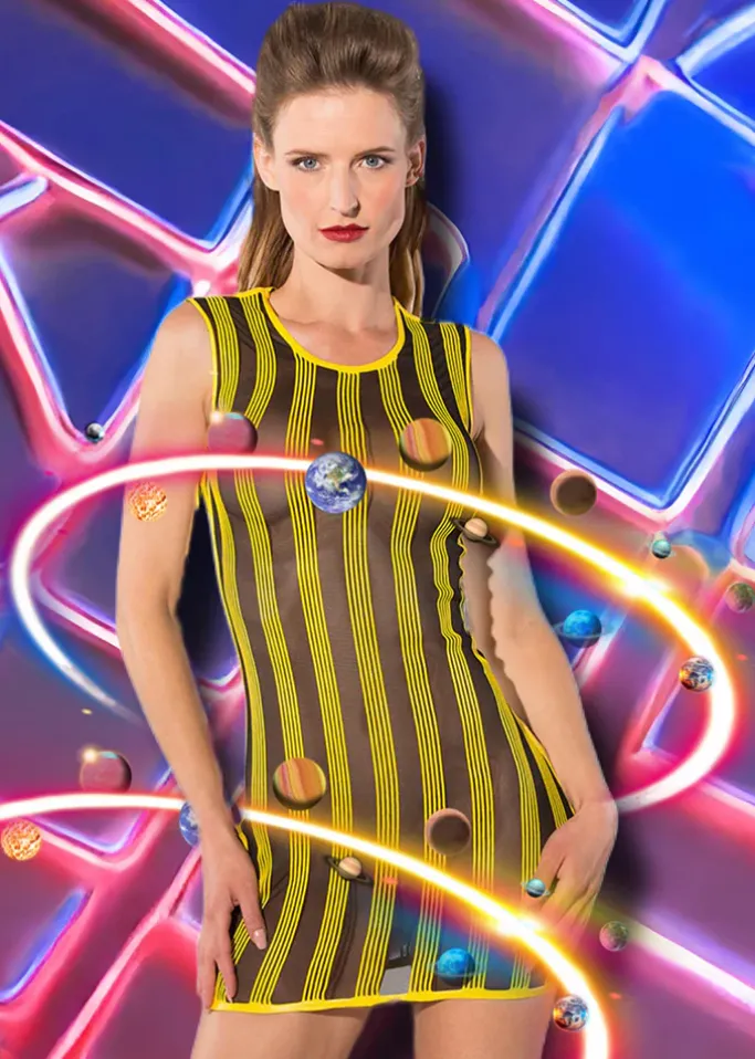 Guilty Pleasure Yellow Striped Datex Dress