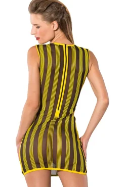 Guilty Pleasure Yellow Striped Datex Dress