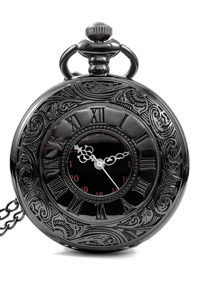 Pocketwatches Gunmetal Steampunk Pocket Watch with Necklace Chain