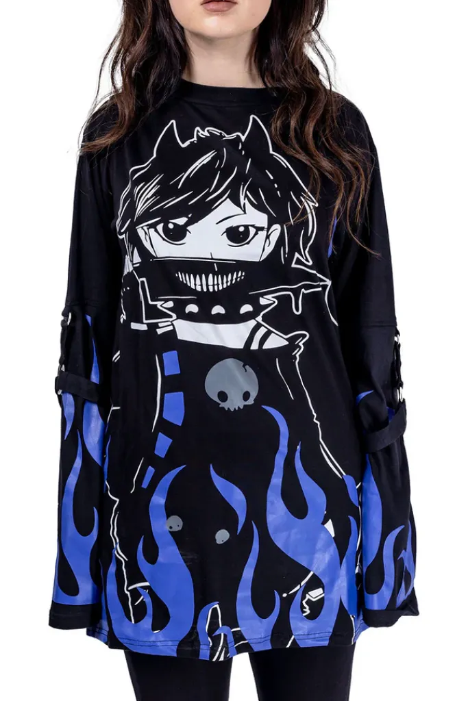 Innocent Clothing Heartless Killer Flame Purple Top