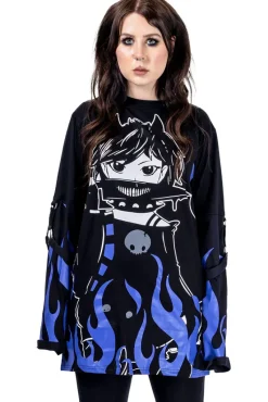 Innocent Clothing Heartless Killer Flame Purple Top