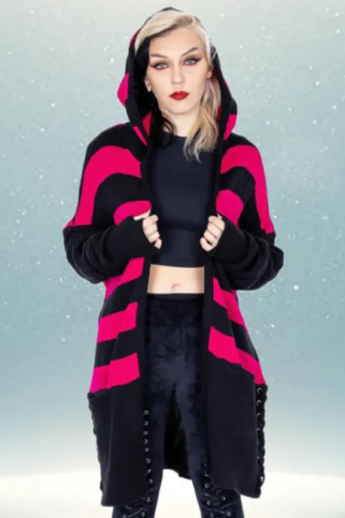 Innocent Clothing Heartless Willa Cardigan Black/Dark Pink