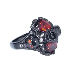 Gothic and Steampunk Jewellery Hearts Rose and Skulls Ring