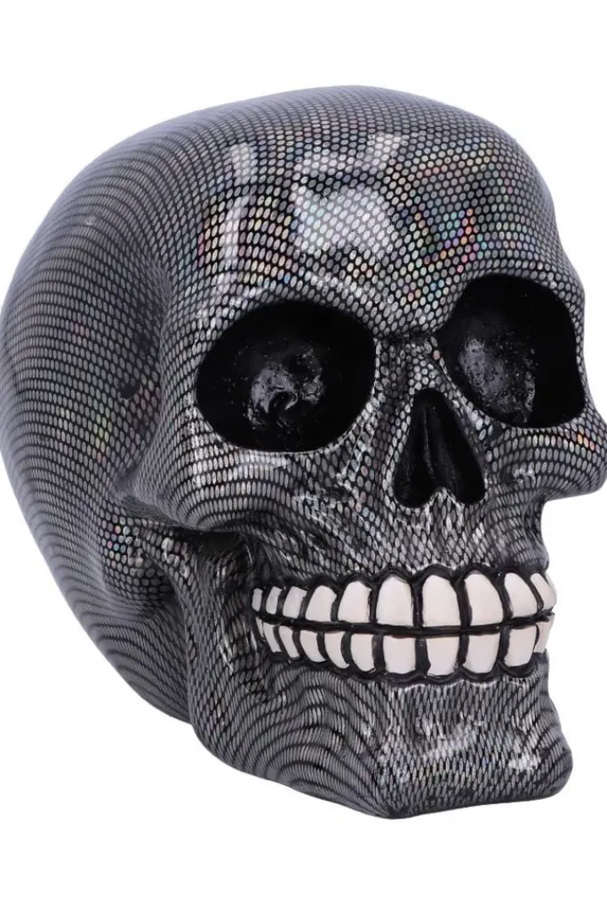 Nemesis Now Holographic Silver Fishnet Skull
