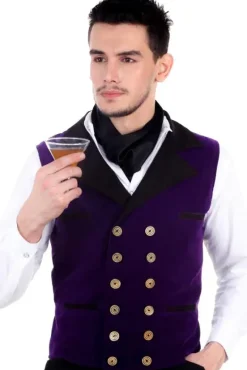 Pirate Dressing Joshua Purple Velvet Steampunk Waistcoat (S) (XL)