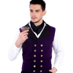 Pirate Dressing Joshua Purple Velvet Steampunk Waistcoat (S) (XL)