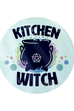 Grind Kitchen Witch Circular Glass Chopping Board