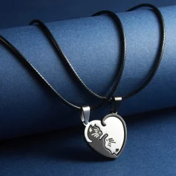 Gothic and Steampunk Jewellery Kitty Heart Love Token Necklace Set