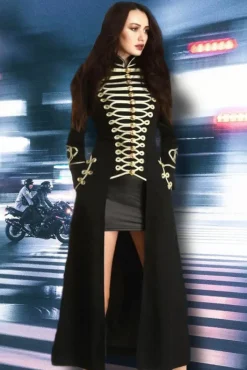 Pentagramme Ladies Long Officer Style Gothic Coat