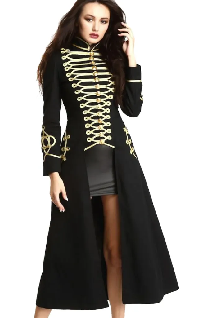 Pentagramme Ladies Long Officer Style Gothic Coat