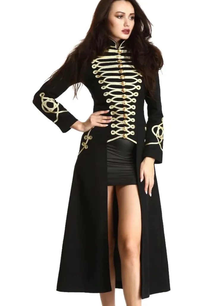 Pentagramme Ladies Long Officer Style Gothic Coat