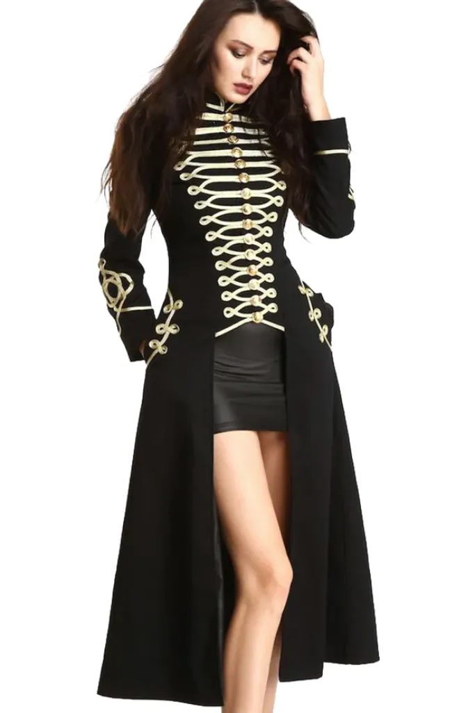 Pentagramme Ladies Long Officer Style Gothic Coat