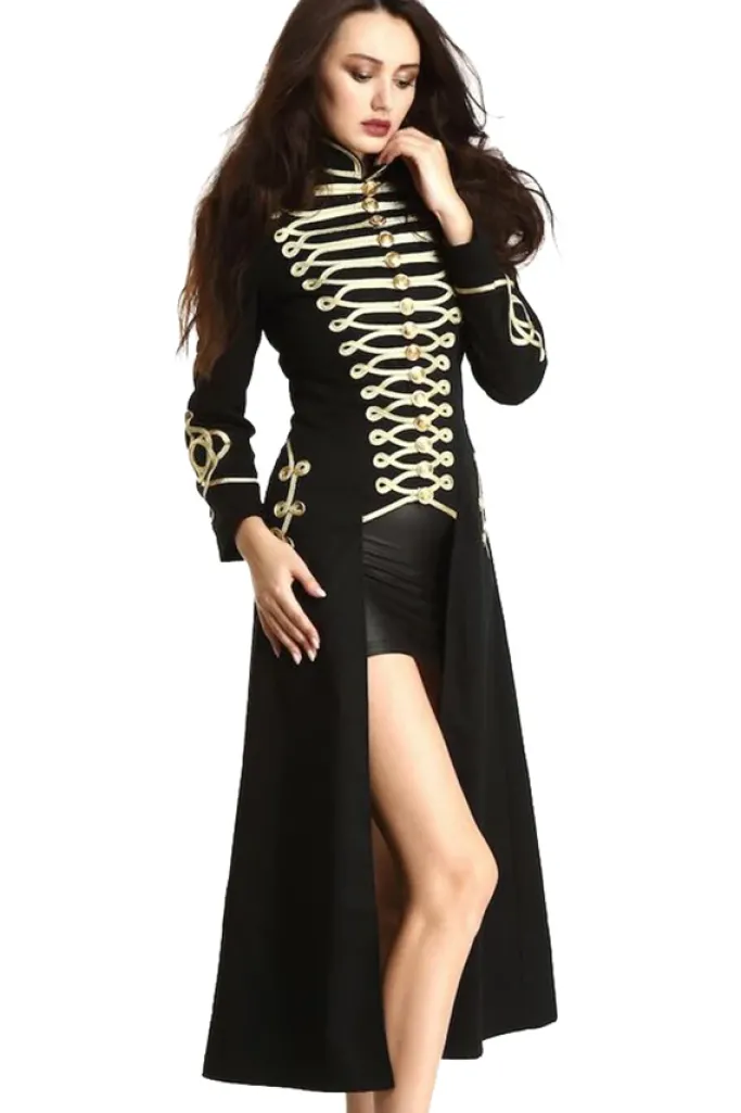 Pentagramme Ladies Long Officer Style Gothic Coat