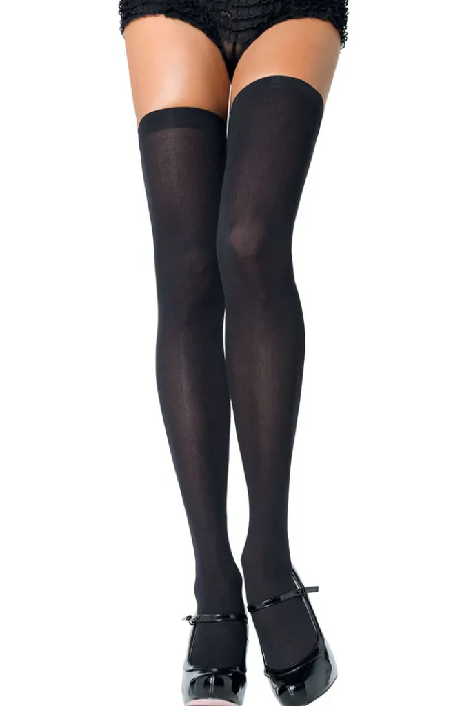 Leg Avenue Black Nylon Thigh Highs