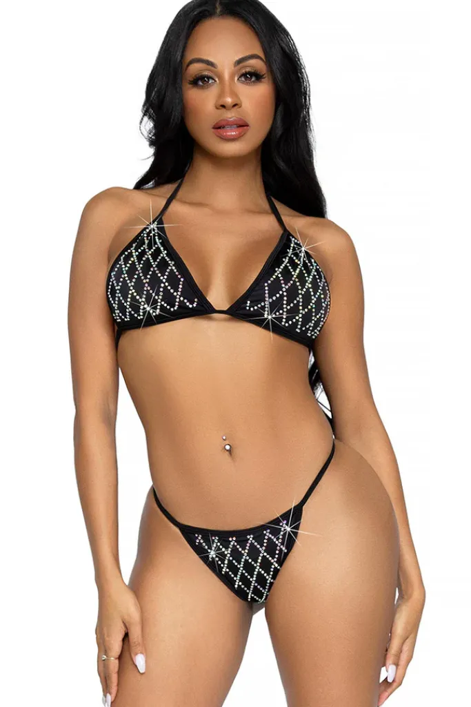 Leg Avenue Domino Bikini Set Black (L)