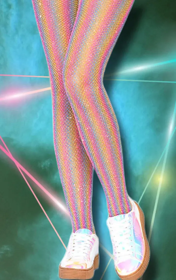 Leg Avenue Lurex Rainbow Fishnet Tights