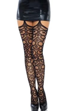 Leg Avenue Scroll Lace Garterbelt Stockings